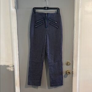 SILENCE+NOISE Urban Outfitters MALORIE Navy White Striped Zipper Pocket Pant 8‎